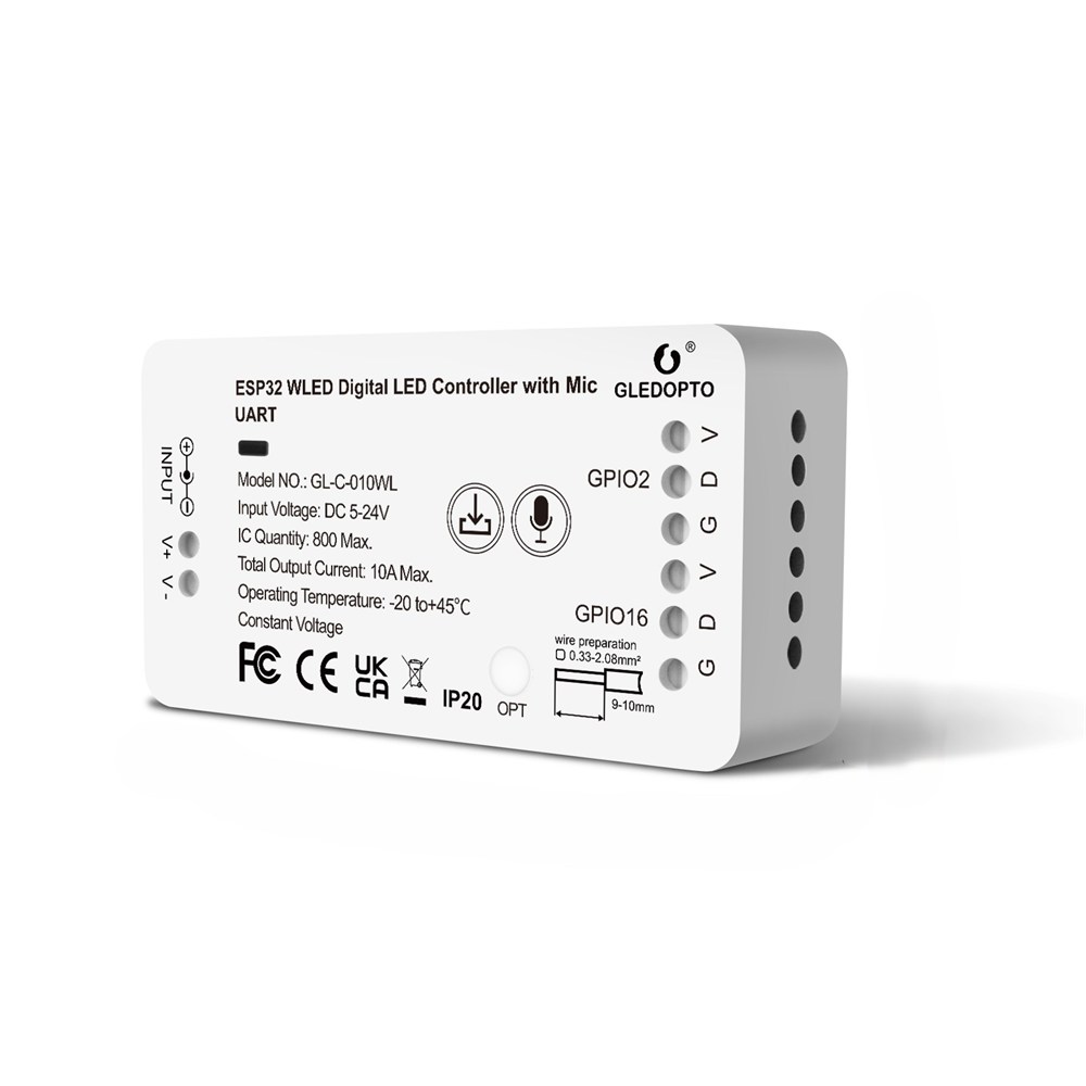 Gledopto GL-C-010WL ESP32 WLED Controller 10A with Mic