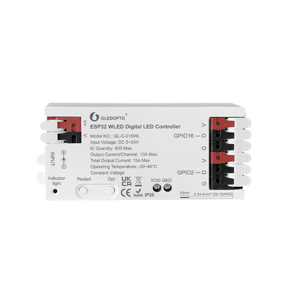 Gledopto GL-C-015WL ESP32 WLED Controller 15A without Mic
